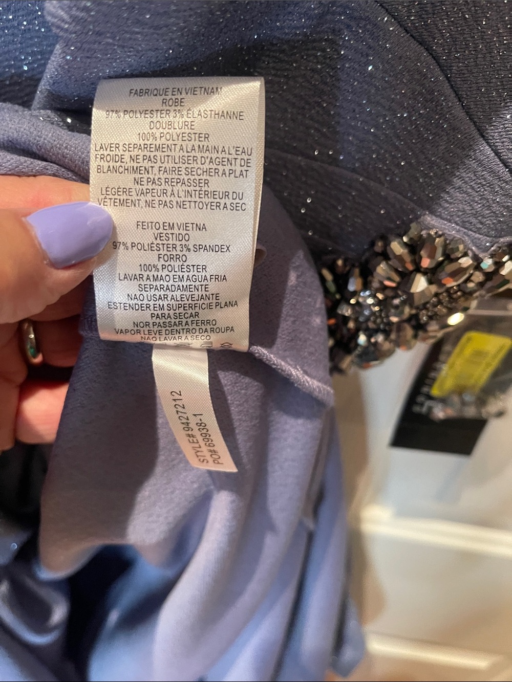 Plus-Size Glitter Wrap Maxi Dress in periwinkle Blue - Picture 15 of 16